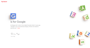 Homepage for Alphabet Inc, Google's new parent company.