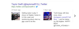 Taylor Swift Google search result