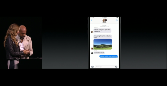 Image via Apple Keynote Messages demo at WWC in June 2016